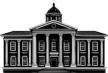 Government building silhouette design, Government building illustration art