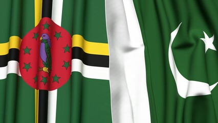 Flags of DOMINICA and PAKISTAN with realistic cloth texture
