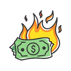 burning money icon, burning money vector illustration-simple illustration of burning money, perfect for burning money logos and icons