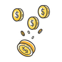 coins falling icon, coins falling vector illustration-simple illustration of coins falling, perfect for coins falling logos and icons