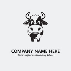 Cow illustration black and white for logo company vector image
