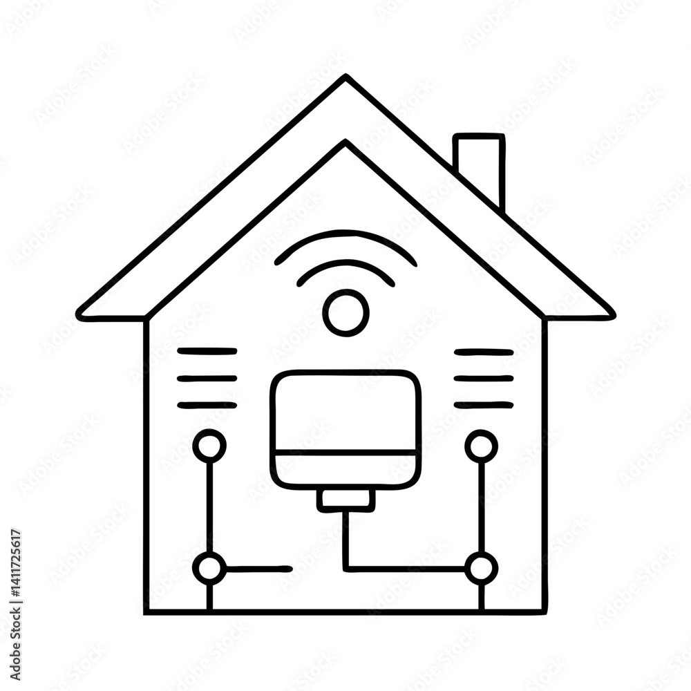 Aufkleber smart home network system illustration home automation wireless router internet of things iot device