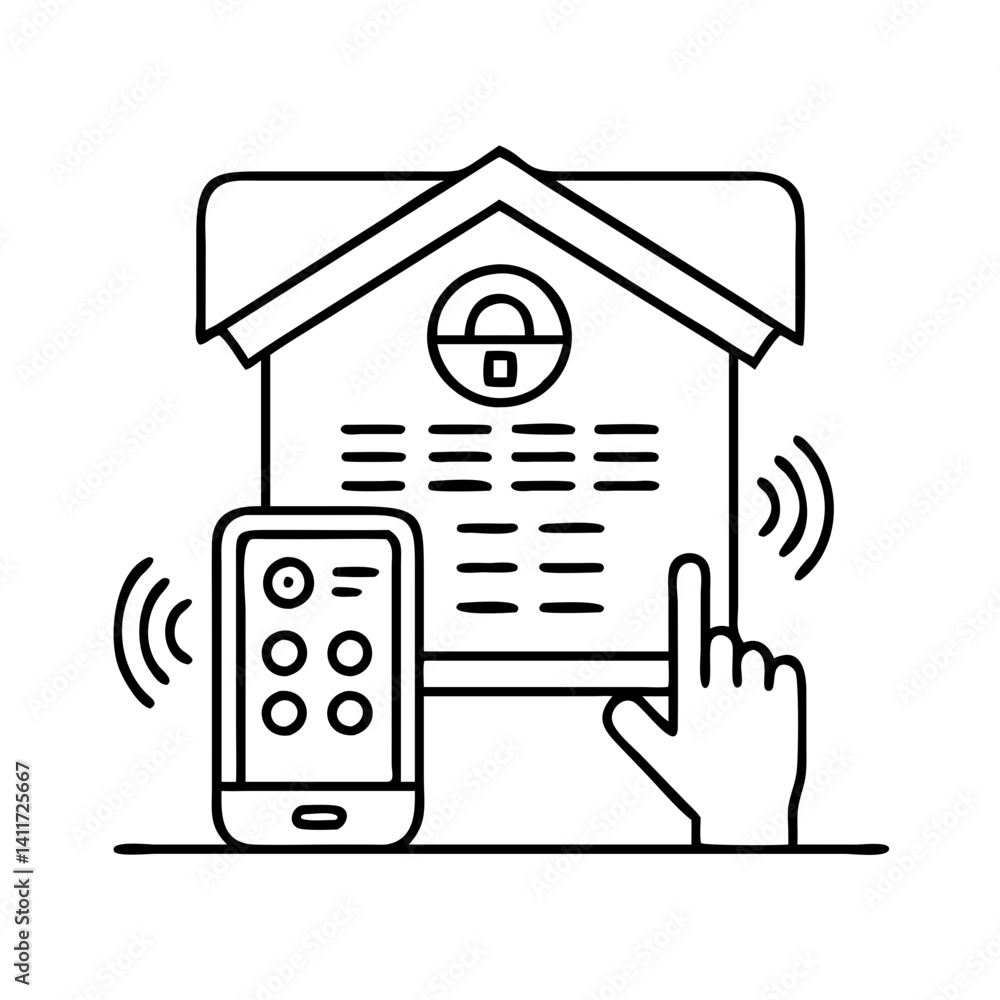 Aufkleber smart home security system remote access control panel mobile app interface