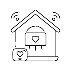 Fototapeta premium Home Wifi Network with Heart Shaped Icons Showing Love and Connection