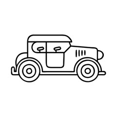 Classic Vintage Antique Car Illustration Line Drawing Simple Design Retro Automobile Transportation Vehicle Graphic