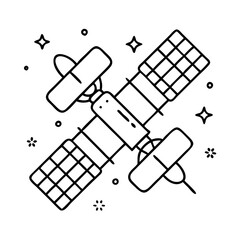 A Detailed Line Drawing of a Space Station Orbiting in Space