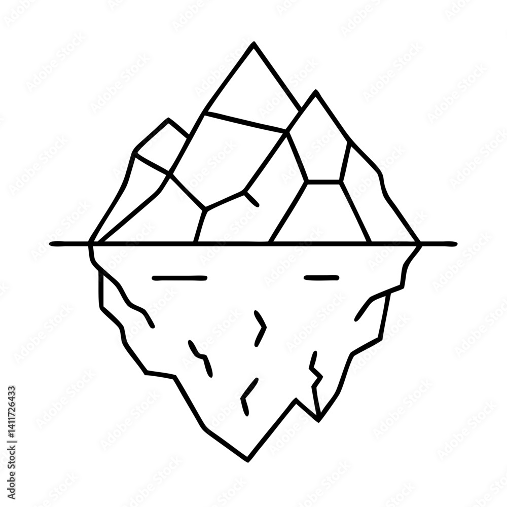 Aufkleber line art illustration of an iceberg floating in water a simple geometric design showing only the tip