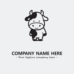 Cow illustration black and white for logo company vector image
