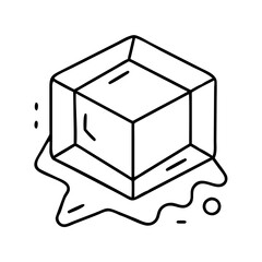 Melting Ice Cube Cartoon Illustration Graphic Design Element
