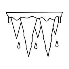 Melting Icicles Hanging from a Roof Edge Winter Scene Illustration