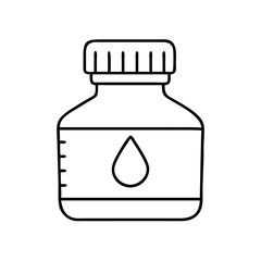 A Simple Line Drawing of a Bottle of Liquid with a Droplet Icon