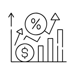 Financial Growth and Investment Returns Percentage Increase Chart Showing Dollar Sign and Upward Trending Graph