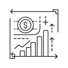 Financial Growth Strategy Visualized with Bar Graph and Upward Trend Lines Showing Increasing Profits and Revenue
