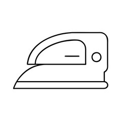 A Simple Line Drawing of a Classic Clothes Iron for Household Use
