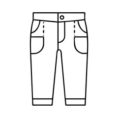 Line drawing of a pair of pants with pockets and button