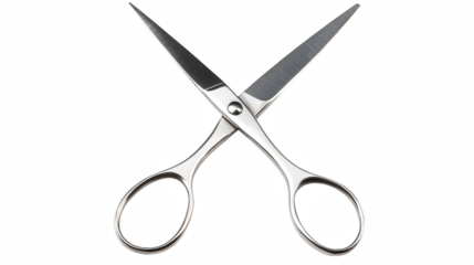 a pair of silver scissors on a transparent background, PNG image, PNG file, Generative art.