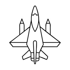 Top View of a Stealth Fighter Jet Airplane Icon Line Art Drawing