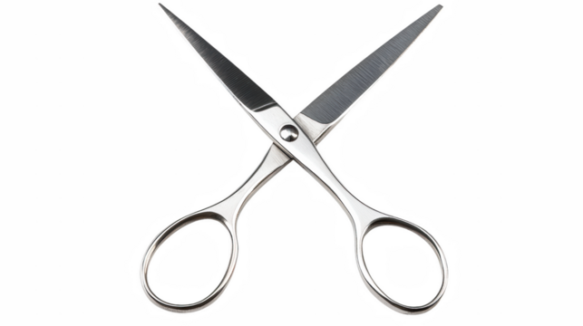a pair of silver scissors on a transparent background, PNG image, PNG file, Generative art.