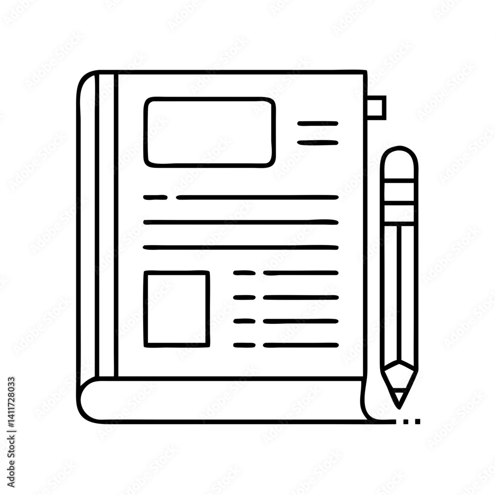 Aufkleber notebook with pencil icon design for note taking and writing