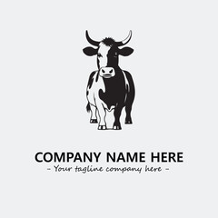 Cow illustration black and white for logo company vector image

