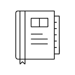 A Simple Line Drawing of a Closed Notebook with a Bookmark