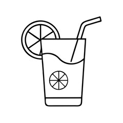 Refreshing Summer Citrus Drink with Straw and Orange Slice Garnish in Glass