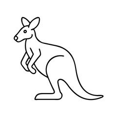 Line art drawing of a kangaroo standing on all fours a simple minimalist design