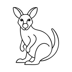 Adorable Line Art Drawing of a Sitting Wallaby Australian Marsupial