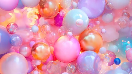 Colorful Abstract Bubbles and Spheres in Soft Pastel Shades