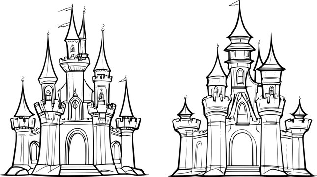 Two Gothic style Castles designs, Gothic style Castles vector graphic
