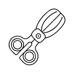 A line drawing of unique baby scissors with a textured handle