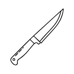 A Line Drawing of a Kitchen Knife Utensil for Cooking and Food Preparation