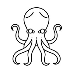 Adorable Cartoon Octopus Illustration Line Art Drawing Simple Design