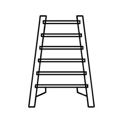 Simple Line Drawing of a Wooden Ladder with Six Rungs for Climbing or Reaching