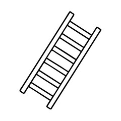 A simple line drawing of a leaning wooden ladder showing eight rungs