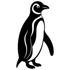 Obraz premium AI Generated African Penguin Vector Silhouette Isolate White Background