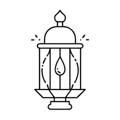 Elegant Outline Drawing of a Traditional Ramadan Lantern Festive Decoration