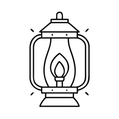Classic Oil Lantern Illustration Black Line Art Drawing Vintage Style
