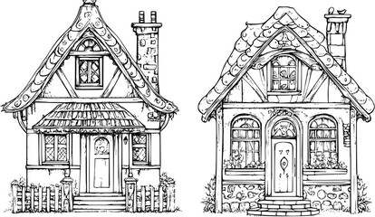 Fototapeta premium Two Victorian style Post offices designs, Victorian style Post offices vector graphic