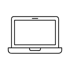 Simple Line Drawing of a Modern Laptop Computer Device