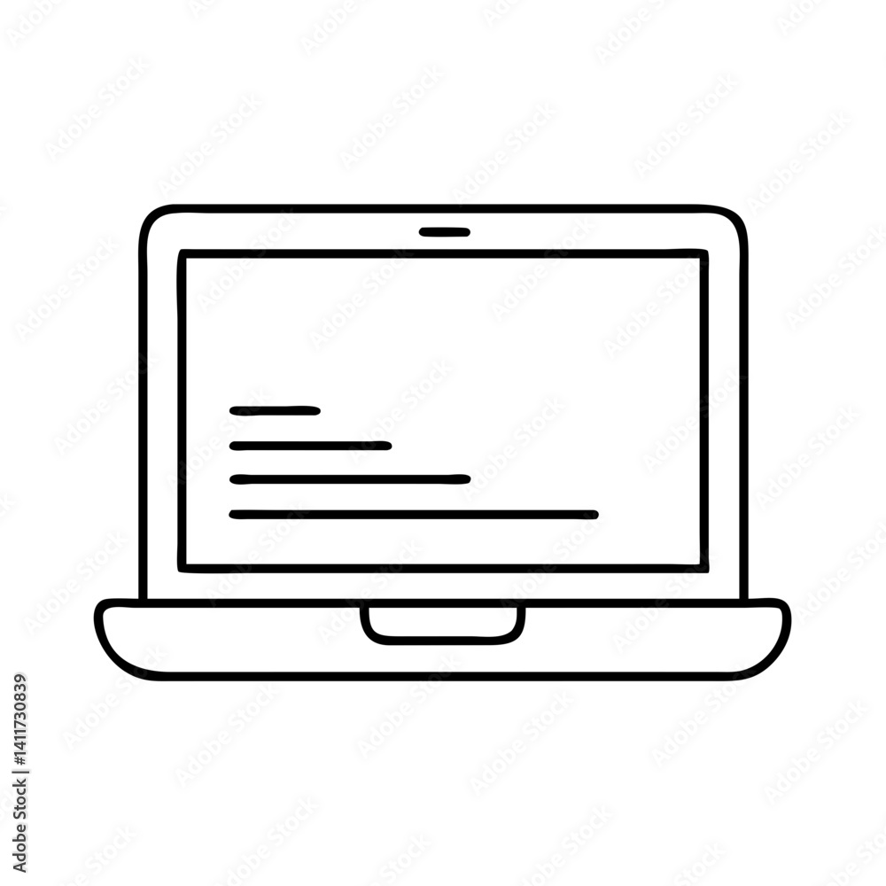 Aufkleber simple line drawing of a laptop computer showing a document on the screen