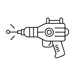 Futuristic Ray Gun Design Illustration Graphic Art Line Drawing