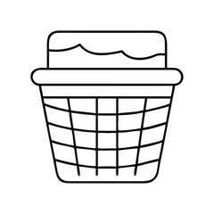 A Simple Line Drawing of a Laundry Basket Full of Clothes