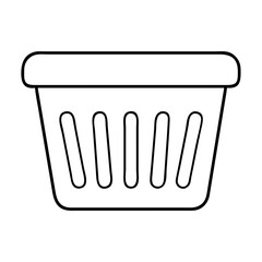 A Simple Line Drawing of an Empty Laundry Basket for Clothes or Items