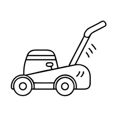 A Simple Line Drawing of a Small Lawn Mower for Cutting Grass in a Garden