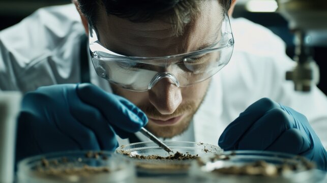 Geotechnical engineer testing soil samples. Featuring analysis and precision