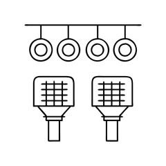 Stadium Lighting System with Four Small Circular Lights and Two Large Square Lights
