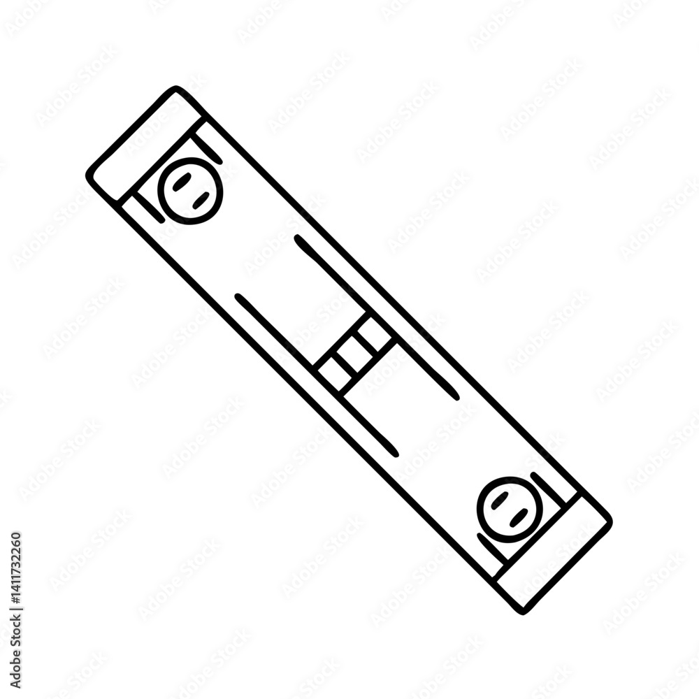 Poster line drawing of a simple level tool for construction and diy projects