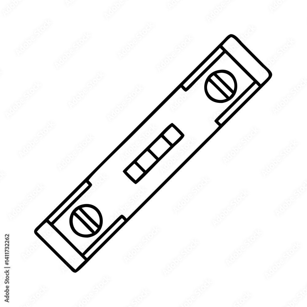 Poster line drawing of a spirit level tool for measuring horizontal surfaces accurately and precisely a con