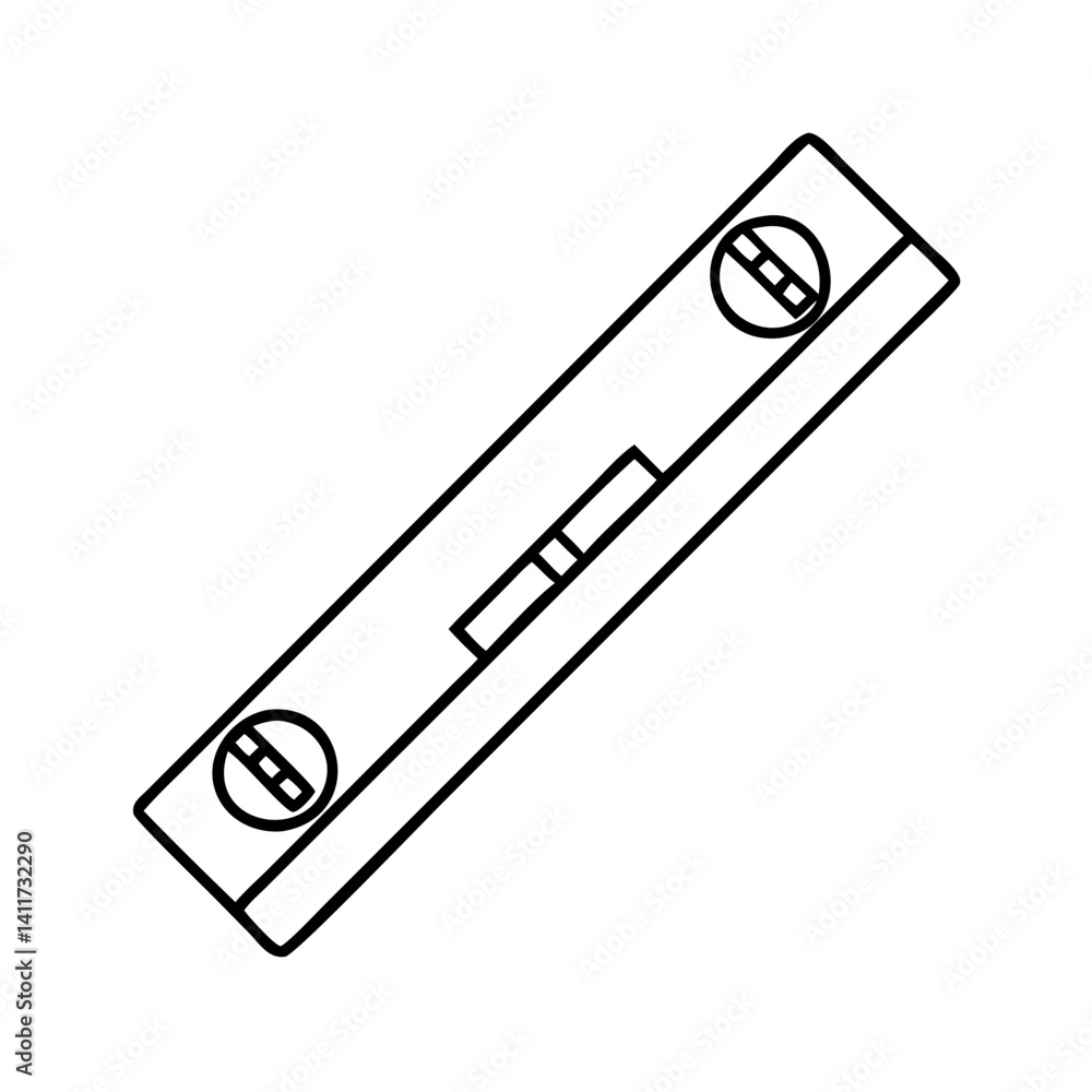 Poster a simple line drawing of a spirit level measuring tool for construction and diy projects